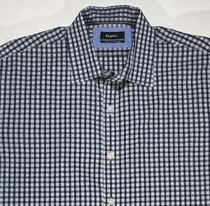 Esquire Slim Fit Non-Iron Navy and White Gingham Dress Shirt 16 32/33